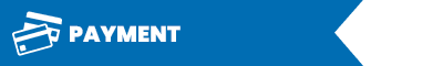 Credit card icon next to the word "PAYMENT" on a blue background.