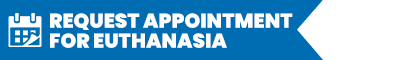 Calendar icon with "Request Appointment for Euthanasia" text on a blue background.